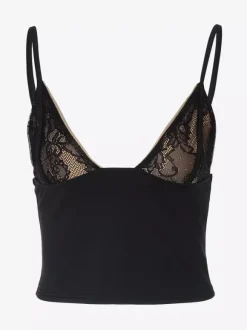 Débardeur blanc à col en V en dentelle polyester sexy pour femme