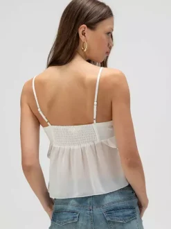 Débardeur bleu à bretelles col asymétrique chic pour femmes