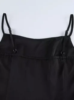 Débardeur jaune à bretelles col à volants et dos nu pour femme