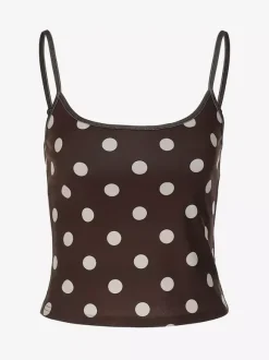 Débardeur marron café à bretelles col et épaules dénudées style chic pour femme