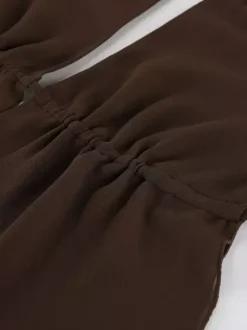 Débardeur marron en mousseline dos nu sexy pour femme