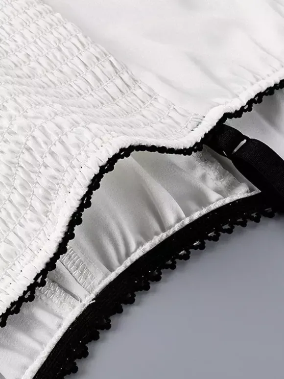 Débardeur noir à col carré plissé style décontracté pour femme été