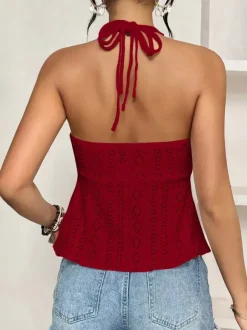 Débardeur rouge à bretelles et décolleté échancré chic pour femmes