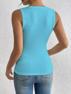Débardeur noir à col rond et fleurs chic et élégant pour femme