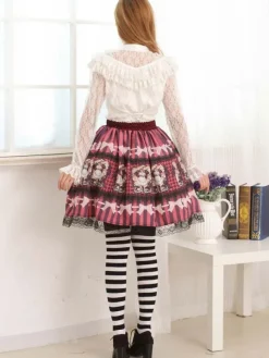 Dentelle blanche Lolita Blouse manches longues Déguisements Halloween