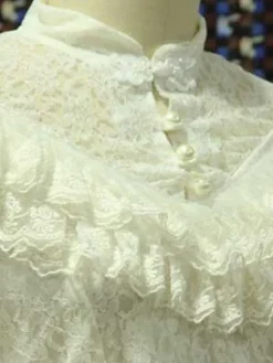 Dentelle blanche Lolita Blouse manches longues Déguisements Halloween