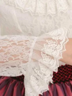 Dentelle blanche Lolita Blouse manches longues Déguisements Halloween