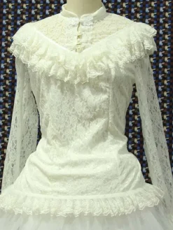 Dentelle blanche Lolita Blouse manches longues Déguisements Halloween