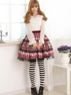 Dentelle blanche Lolita Blouse manches longues Déguisements Halloween