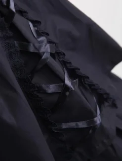 Dentelle de coton noir Lolita Robe OP 3 Lyers Hem Déguisements