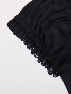 Dentelle de coton noir Lolita Robe OP 3 Lyers Hem Déguisements