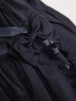 Dentelle de coton noir Lolita Robe OP 3 Lyers Hem Déguisements