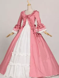 Déguisement Robe De Soirée Médiéval Costumes Rétro Victoriens Costumes Rétro Rococo Pour Femmes À Volants Marie-Antoinette Époque Victorienne Style Vêtements Costume Vintage Bourgogne