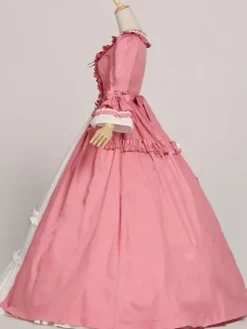 Déguisement Robe De Soirée Médiéval Costumes Rétro Victoriens Costumes Rétro Rococo Pour Femmes À Volants Marie-Antoinette Époque Victorienne Style Vêtements Costume Vintage Bourgogne