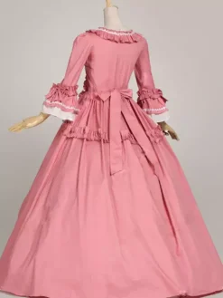 Déguisement Robe De Soirée Médiéval Costumes Rétro Victoriens Costumes Rétro Rococo Pour Femmes À Volants Marie-Antoinette Époque Victorienne Style Vêtements Costume Vintage Bourgogne