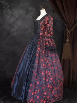 Déguisement Vintage Robe Gothique Costume Marie Antoinette Femme Fleurie Dentelle Du 18ème Siècle