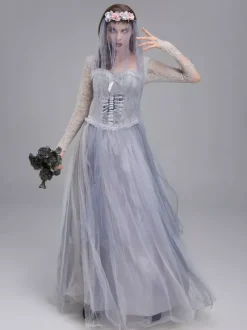 Déguisement de mariée fantôme hantée d'Halloween robe de mariée victorienne pour une fête d'Halloween zombie et une représentation théâtrale