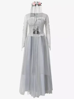 Déguisement de mariée fantôme hantée d'Halloween robe de mariée victorienne pour une fête d'Halloween zombie et une représentation théâtrale