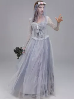 Déguisement de mariée fantôme hantée d'Halloween robe de mariée victorienne pour une fête d'Halloween zombie et une représentation théâtrale