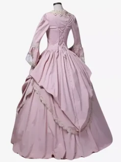 Déguisement Médiéval Rétro Roses Volants Jupe En Polyester Costume Marie Antoinette Femme Ensemble Rétro Robe De Bal De Fête