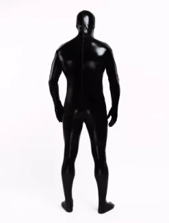 Déguisements Halloween Costume Zentai Noir brillant métallisé unisexe 2026 Bodysuit pleine