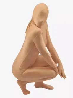 Déguisements Halloween Costume Zentai Spandex Lycra Beige 2026 Bodysuit pleine Déguisements Halloween