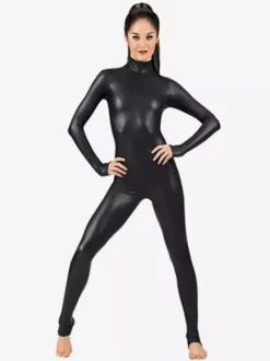 Déguisements Halloween Noir Catsuit métallique brillant 2026 Combinaison pour femmes