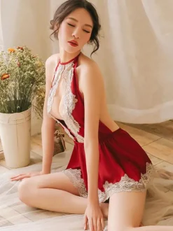 Déguisements Sexy Costumes Servante Femme Ensembles en Dentelles Top Taille Haute Volants avec Jupe