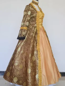 Déguisement Vintage Robe Noire Gothique Rétro Soirée costumes Marie-Antoinette Imprimé