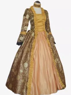 Déguisement Vintage Robe Noire Gothique Rétro Soirée costumes Marie-Antoinette Imprimé