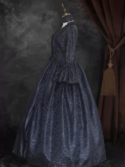 Déguisement Vintage Robe Noire Gothique Soirée Costume Marie-Antoinette À Lacets XVIIIe Siècle