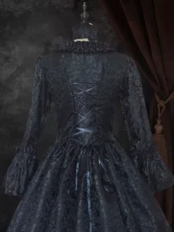 Déguisement Vintage Robe Noire Gothique Soirée Costume Marie-Antoinette À Lacets XVIIIe Siècle