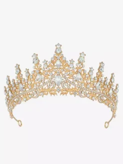 Diadèmes en alliage pour femmes style reine/princesse ornés de cristaux et de pierres synthétiques style vintage