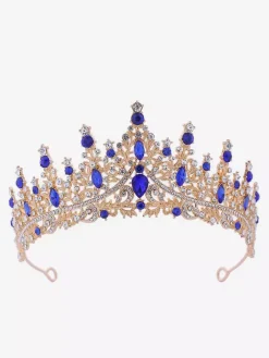 Diadèmes vintage pour femmes couronnes en alliage strass et pierres synthétiques style rétro