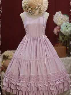 Douce Lolita JSK Robe Lacet Ruffle Cotton Lolita Robe Chasuble Jupes Déguisements Halloween