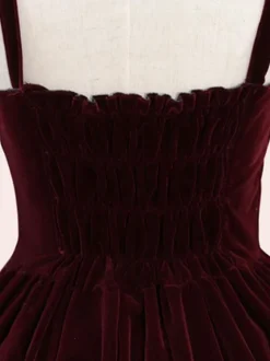 Douce Lolita JSK Robe Velours Lacet Ruffle Lolita Pull Jupes Bordeaux