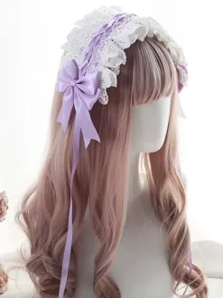 Douce Lolita Coiffure Lacet Avec Noeuds Lolita Déguisements Halloween
