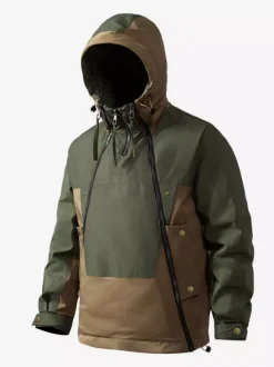 Doudoune à capuche pour homme veste décontractée à double fermeture éclair et blocs de couleurs veste chaude