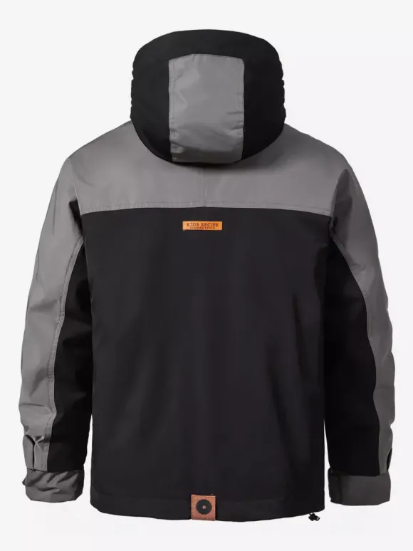 Doudoune à capuche pour homme veste décontractée à double fermeture éclair et blocs de couleurs veste chaude