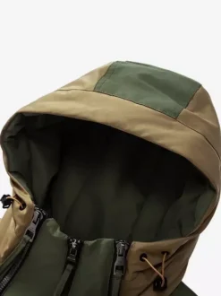 Doudoune à capuche pour homme veste décontractée à double fermeture éclair et blocs de couleurs veste chaude