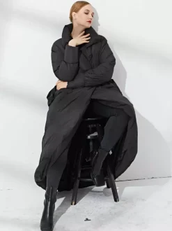 Doudoune Femme Chic En Duvet De Canard Grande Taille Poche À Glissière Éclaire
