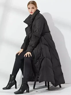 Doudoune Femme Chic En Duvet De Canard Grande Taille Poche À Glissière Éclaire