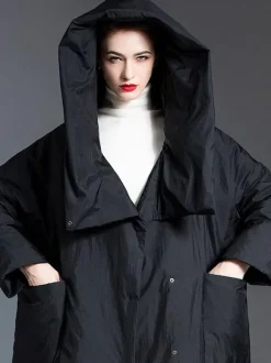 Doudoune Femme Long Manteau Noir En Duvet De Canard Hiver Chaud Veste