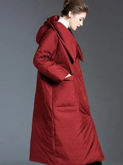 Doudoune Femme Long Manteau Noir En Duvet De Canard Hiver Chaud Veste