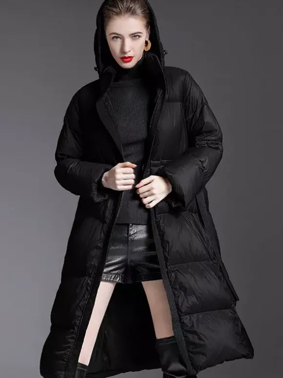 Doudoune à Capuche Violet Long Puffer Vêtements d'extérieur d'hiver pour les femmes