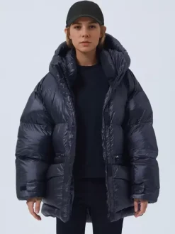 Doudoune Décontractée À Capuche En Duvet De Canard Manteau Femme