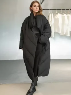 Doudoune Long Oversize En Duvet De Canard En Coupe Ample Manteau Femme