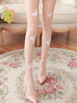 Doux Lolita bas papillon nu accessoire brodé polyester motif papillon accessoires Lolita