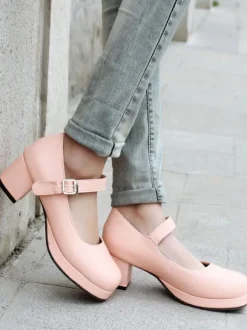 Doux Lolita Chaussures à bout rond en cuir Synthétique avec boucle cheville Lolita Pompes Déguisements Halloween