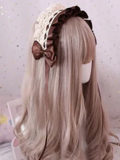 Doux Lolita Coiffe Dentelle Bow Lolita Bandeau Déguisements Halloween